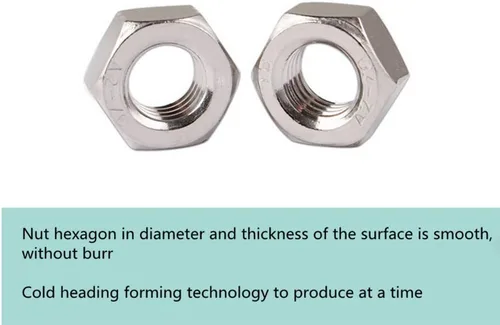 Miniatura 4 de Tuerca hexagonal de acero inoxidable, paquete de 50 (M2)