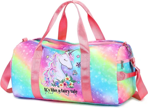 Miniatura 8 de BTOOP Bolsa de viaje para niñas niños gimnasio deportes mujer entrenamiento viaje bolsa de semana con compartimento para zapatos y bolsillo mojado