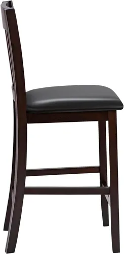 Miniatura 10 de COSTWAY Juego de 2 taburetes de bar, sillas de bar de 25 pulgadas de altura de mostrador con patas de madera de goma, sillas de bar sin brazos