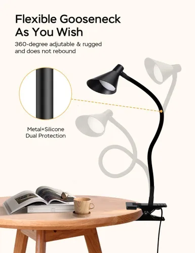Miniatura 7 de LiFMIRA - Luz con clip USB para leer, luz de lectura con 3 modos de color, 10 niveles de brillo, luz de abrazadera para cuidar los ojos, luz de Negro