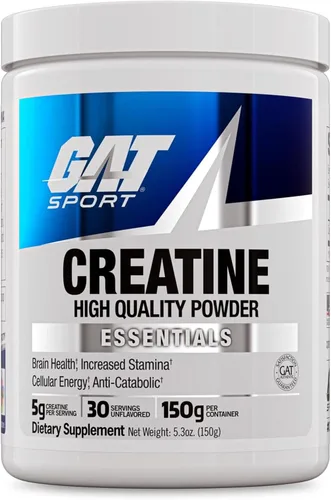 GAT SPORT Polvo de Creatina Monohidrato, 150 Gramos, Fuerza, Salud Cerebral, Apoyo GLP1 Antioxidante, Resistencia, para Hombres y Mujeres,