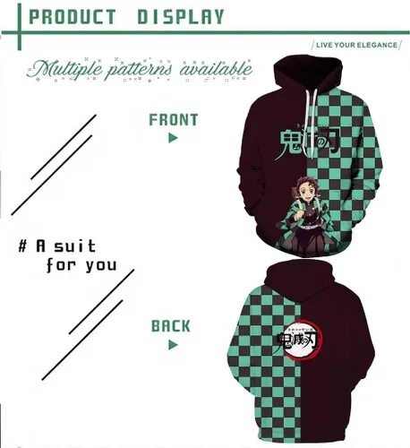 Miniatura 3 de Sudadera con capucha Slayer Kimetsu no Yaiba con estampado 3D de anime con capucha para hombres y mujeres