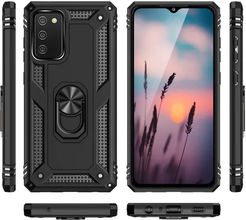Miniatura 8 de TJS Funda compatible con Samsung Galaxy A03S, con protector de pantalla de vidrio templado, soporte magnético con soporte magnético resistente y Azul