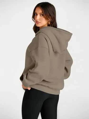 Miniatura 76 de Trendy Queen - Sudaderas extragrandes con capucha para mujer, suéteres de manga larga, sin botones, de vellón, de otoño, ropa de invierno