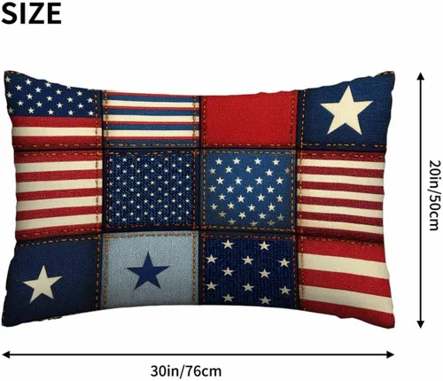 Miniatura 4 de Mugod Funda de cojín con diseño de bandera estadounidense a rayas y estrellas, funda de almohada para cama, sofá, oficina, decoración de 20 x 30