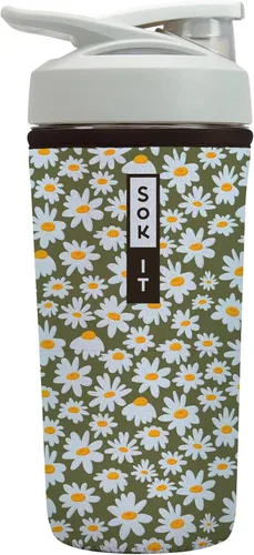 Miniatura 3 de Sok It BotlSok Botella Mezcladora de Proteínas con Funda Aislante de Neopreno (Floral Abstracto, Se Ajusta a Mezcladoras de 24oz)