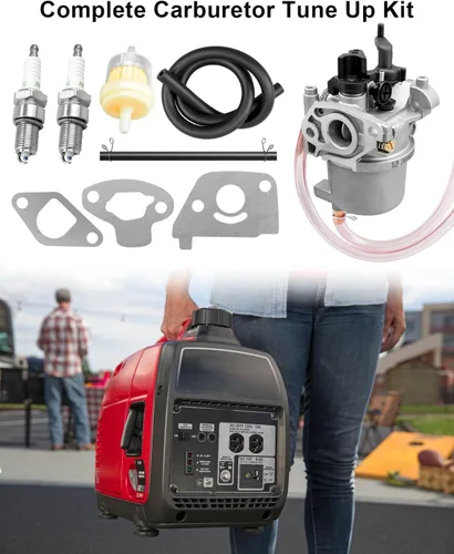 Miniatura 4 de Carburador 16100-ZC0-015 apto para generador Honda EX1000, kit de afinación de carbohidratos con filtro de combustible, línea de combustible, juntas