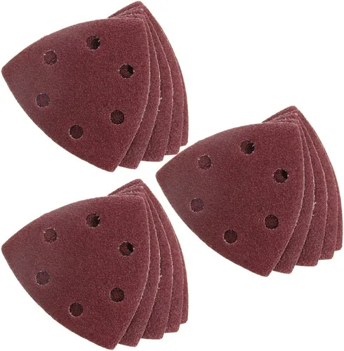 Miniatura 25 de Utoolmart Papel de lija para detalles, papel de lija triangular, almohadillas de lijado de gancho y bucle, multiherramienta oscilante triangular, 15