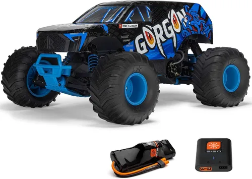 ARRMA Camión RC 1/10 Gorgon 2 Wheel Drive RTR Camión Monster de Motor Cepillado Batería y Cargador Incluidos Azul ARA3230ST5