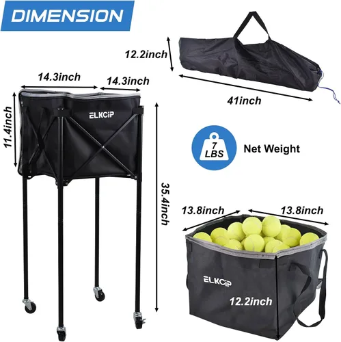 Miniatura 2 de Tolva portátil de pickleball y pelota de tenis con ruedas, carrito de enseñanza de pelotas deportivas plegables, organizador de sóftbol ligero
