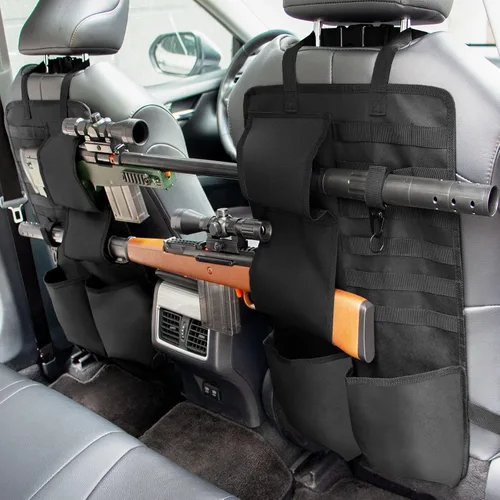 Organizador táctico de 2 piezas para asiento trasero de automóvil con gancho para colgar panel Molle, funda de asiento delantero, bolsa de