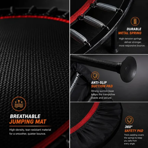 Miniatura 4 de KENSONE Trampolín Mini Plegable de 40"/48", Trampolín Interior para Niños y Adultos, Entrenamiento Interior/Jardín, Reboteador de Fitness con Mango