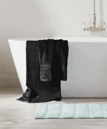 Miniatura 4 de BOUTIQUO Juego de toallas negras – Juego de 8 toallas de baño – 100% algodón hilado en anillo, 2 toallas de baño de 27 x 54, 2 toallas de mano de 16