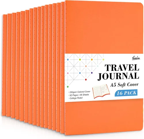 Miniatura 9 de feela - Paquete de 16 cuadernos de tapa suave a granel, cuadernos rayados universitarios para el trabajo para mujeres y niñas, diario de viaje