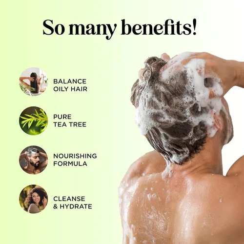 Miniatura 3 de Juego de champú y acondicionador de árbol de té, champú y acondicionador aclarante sin sulfato para el cuidado del cabello graso y el cuero