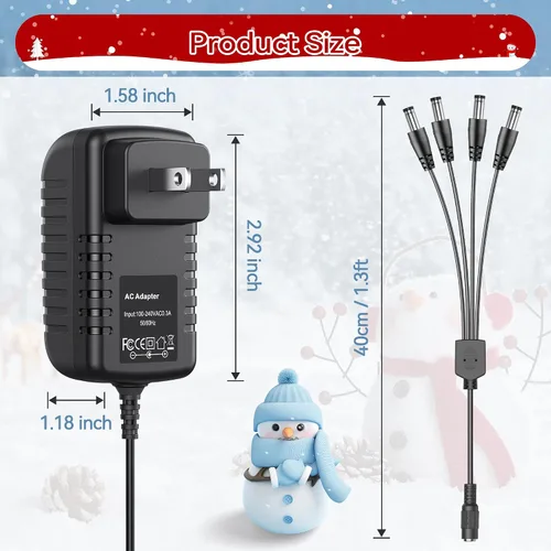 Miniatura 4 de Adaptador de CA compatible con Lemax # 74707 4.5 voltios Spooky Town Accesorio Cable de alimentación de conmutación Longitud del cable de 3 pies