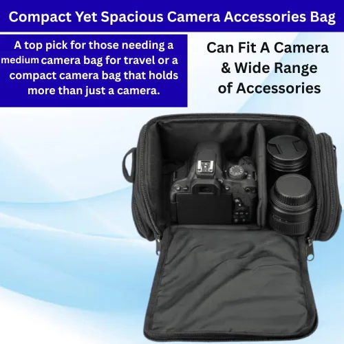Miniatura 2 de Acuvar Bolsa acolchada suave y mediana para cámara Canon, Nikon, Olympus, Pentax y Samsung Gadget, funda para accesorios de cámara, funda