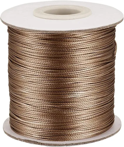 Miniatura 43 de Cheriswelry 90 yardas/rollo de 0.079 pulgadas, cordón encerado negro de poliéster coreano, joyería de cuentas, hilos para manualidades, cuerda