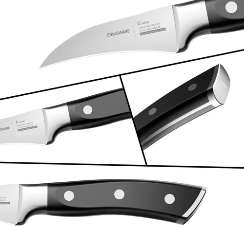 Miniatura 4 de OAKSWARE Cuchillo de pelar con pico de pájaro, cuchillos de pelar de 2.75 pulgadas de acero inoxidable alemán pequeños cuchillos curvados