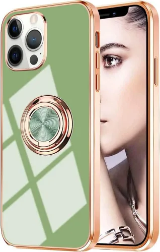 Miniatura 22 de Compatible con iPhone 11 Kickstand, anillo de rotación de 360 grados integrado con borde de oro rosa brillante que funciona con soporte magnético