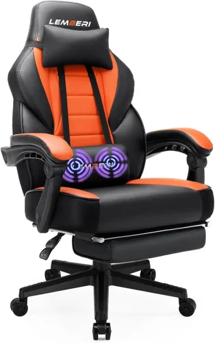 Miniatura 8 de LEMBERI Sillas de juegos para adultos, sillas ergonómicas de videojuegos con reposapiés, silla de juegos grande y alta, capacidad de peso de 400
