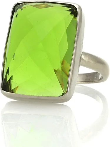 Miniatura 7 de Juego de bisel anillo rectangular de peridoto Joyería llena de oro Anillo de piedra natal de agosto para mujer