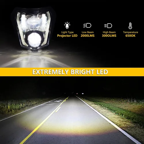 Miniatura 4 de RAMJET4X4 faro LED para motocicleta con luz diurna DRL compatible con motocross, pit bike, enduro, ATV, supermoto 150 250 350 450 500 SX XCW EXC SXF