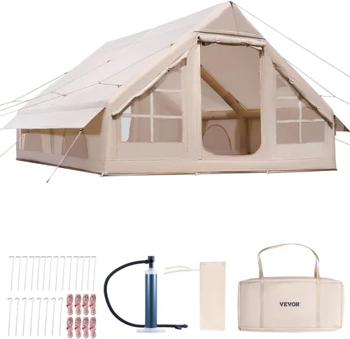 Miniatura 16 de VEVOR Tienda de campaña inflable para camping, tienda inflable de fácil instalación con bomba de mano, tienda de campaña Glamping para 4 estaciones