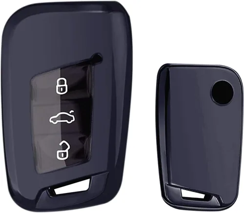 Xotic Tech - Carcasa para llavero de TPU color morado y negro, compatible con Volkswagen Arteon Atlas Golf Alltrack Jetta Passat Tiguan Skoda Kodiaq