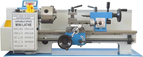 Torno de metal de sobremesa de 7 "* 14", torno de metal de precisión de hilos métricos, mini torno 750W motor sin escobillas, velocidad variable