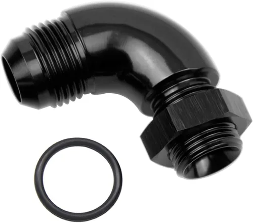Miniatura 8 de 45 grados 4AN macho Flare a 4AN ORB puerto adaptador de flujo completo aluminio negro