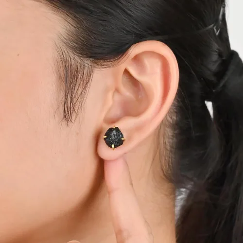 Miniatura 10 de Gempires Natural Raw Prong Setting Stud Earrings, 8-10 mm Crystals Earring, Handmade Jewelry, Gift for Her