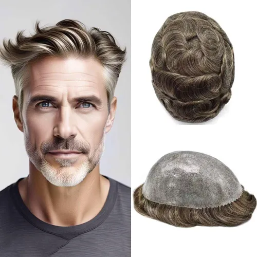 Miniatura 83 de Toupee for Men Hair Piece Real Human Hair Full Poly Skin Mens Toupee Mens Hair System Injected PU Hair System Invisible Hairpiece for