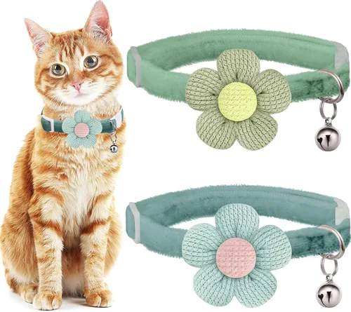 Collar de gato con campanas, collar de gatito ajustable para niñas y niños, collares de seguridad ajustables para gatos, cachorros y mascotas Azul +