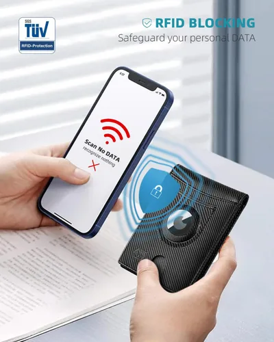 Miniatura 5 de Zitahli Carteras para hombre Airtag Holder Slim Rfid Cuero con Caja de Regalo