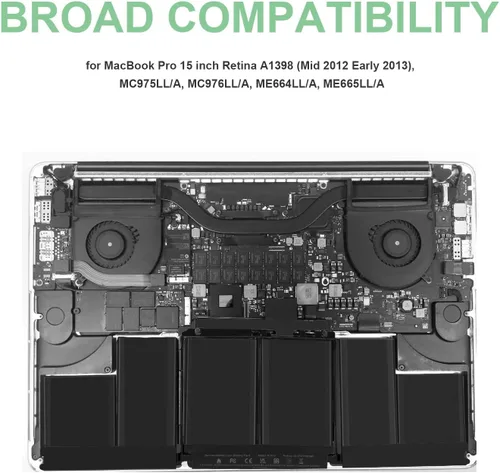 Miniatura 7 de ASUNCELL Batería de repuesto para laptop A1417 para MacBook Pro A1398 (mediados de 2012 y principios de 2013), se aplica a MacBook Pro Retina de 15