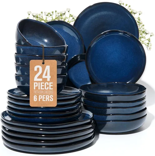 Miniatura 12 de Pokini - Juegos de vajilla de gres para cena, juego de platos y cuencos de cerámica, platos de cocina aptos para microondas y lavavajillas, platos