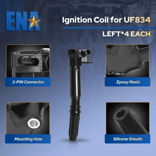 Miniatura 3 de ENA Juego de 8 bobinas de encendido izquierda y derecha con 16 bujías de iridio compatibles con Ford E-350 E-450 2018 2019 F-250 F-350 2018 2019