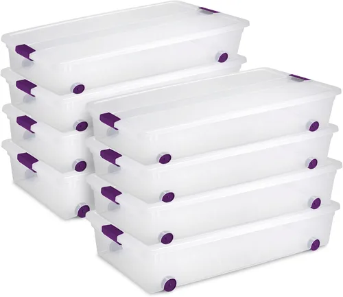 Miniatura 12 de Sterilite ClearView - Paquete de 12 cajas de pestillo de 6 cuartos de galón, contenedores organizadores apilables con tapas de pestillo