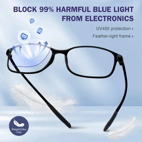 Miniatura 4 de AQWANO Blue Light Blocking Reading Glasses Women Men, Lightweight Flexible TR90 Computer Readers Unbreakable Cheaters Glasses Paquete de 4