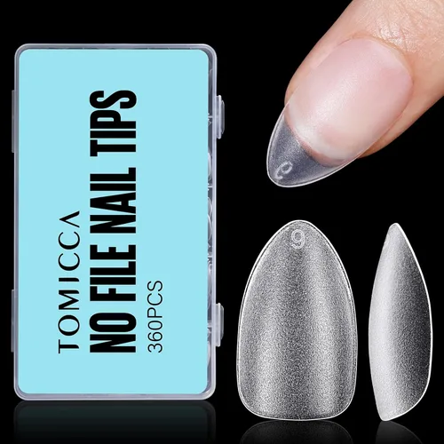 Miniatura 8 de TOMICCA Puntas de uñas extra cortas en forma de ataúd, 240 piezas de uñas postizas acrílicas de cobertura completa para manicura con extensión, 15
