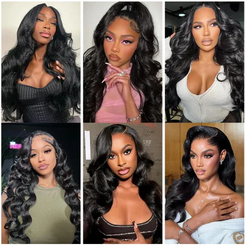 Miniatura 2 de 1B Bundles Human Hair Body Wave Human Hair Bundles 30 32 34 Inch Unprocessed Virgin Natural Black Body Wave Bundle Human Hair Extensions 50 Gram Per
