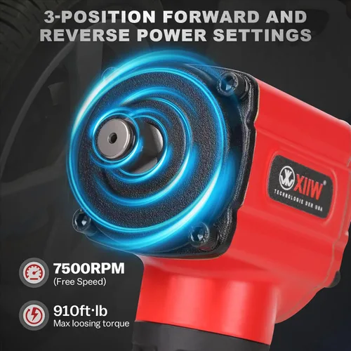 Miniatura 3 de XIIW Llave de impacto angular de 1/2 pulgada, par máximo de 910 pies-libras, diseño compacto y ligero de 3.63 lb, pistola de aire de impacto mini