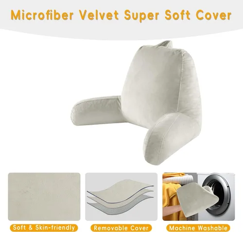 Miniatura 3 de OAISZ - Almohada de lectura para sentarse en la cama para adultos, almohada de lectura con espuma viscoelástica triturada, almohada de cama