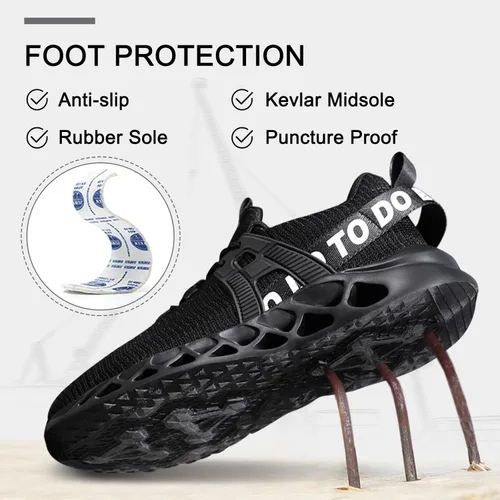 Miniatura 4 de Zapatos de punta de acero para hombres zapatos de trabajo indestructibles de seguridad para hombres zapatos ligeros a prueba de pinchazos