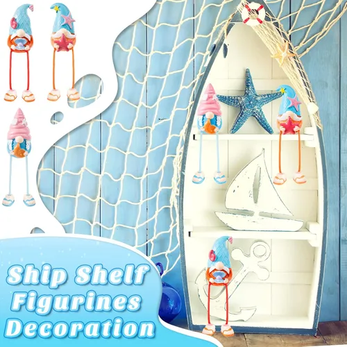 Miniatura 4 de 3 piezas de decoración de gnomo de playa con patas colgantes, bandeja escalonada costera de verano de resina oceánica para mesa, mantel y baño