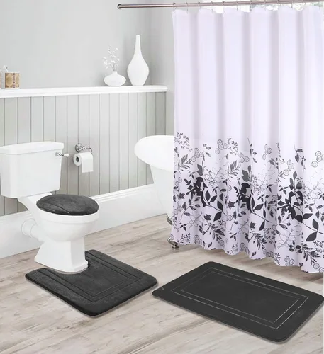Kids Zone Home Linen - Juego de accesorios de baño de 16 piezas: tapete de ducha antideslizante, tapete de pie de sanitario antideslizante, tapa de