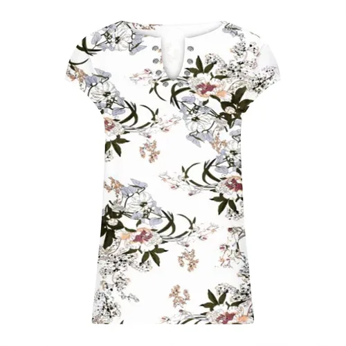 Miniatura 5 de Ceboyel Camiseta casual a rayas para mujer, manga casquillo, cuello en V, camiseta casual, trajes de vacaciones de verano 2023