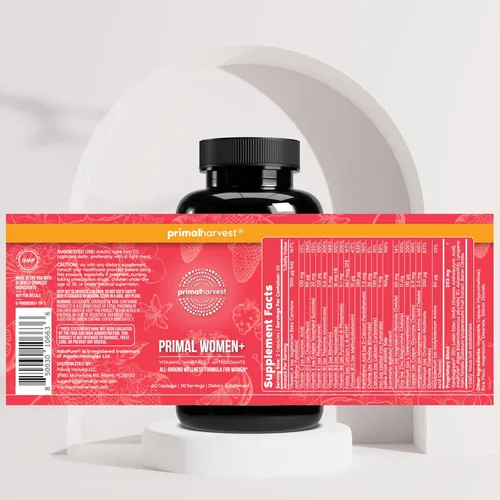 Miniatura 5 de Primal Harvest Women+, Multivitamin para mujer con vitamina A, vitamina C, vitamina D y E, vitamina B12, B6, biotina, suplementos de zinc, 1 paquete