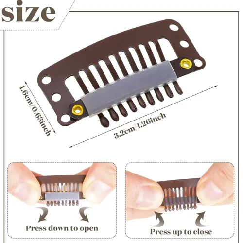 Miniatura 2 de WILLBOND - 30 piezas de broches para extensiones de cabello de 32 mm con 9 dientes, broches para pelucas, peine pequeño, accesorios de peluca